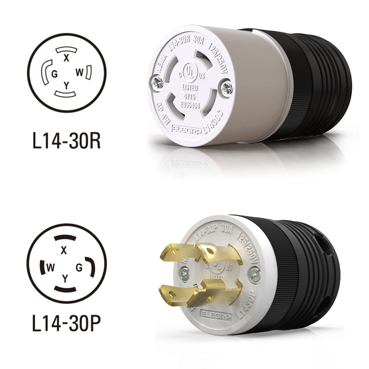 GHRTGR-NEMA L14-30P Locking Plug, Generator Twist Lock Adapter Male ...