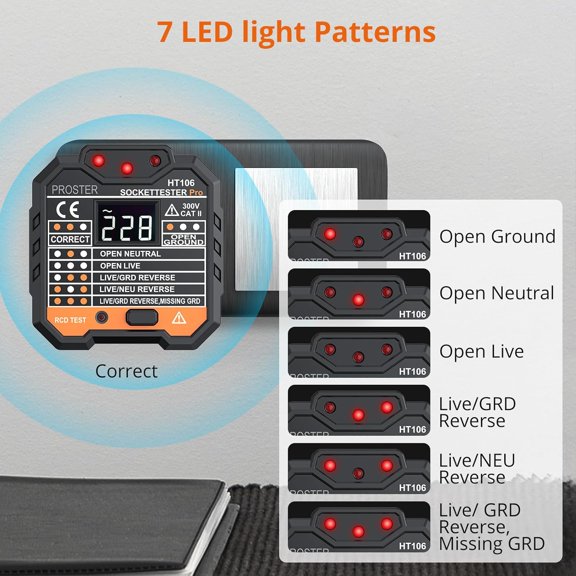 GHRTGR-Non Contact Voltage Tester Pen - with Electric Outlet Tester Socket Tester Kit with LED Flashlight