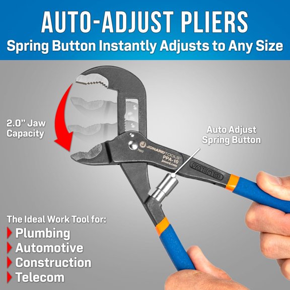 GHRTGR-PPA-10 Pump Pliers with One-handed Automatic Adjustment 2.0 Max Jaw Opening, 10" Length