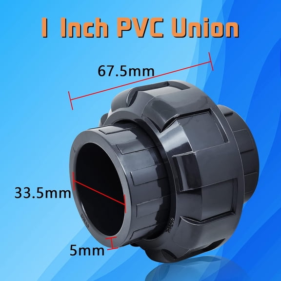 GHRTGR-PVC Union Pipe Fitting, 4Pcs 1inch Slip Union Coupling Adapter, Schedule 80, EPDM O-ring, Socket x Socket, Grey