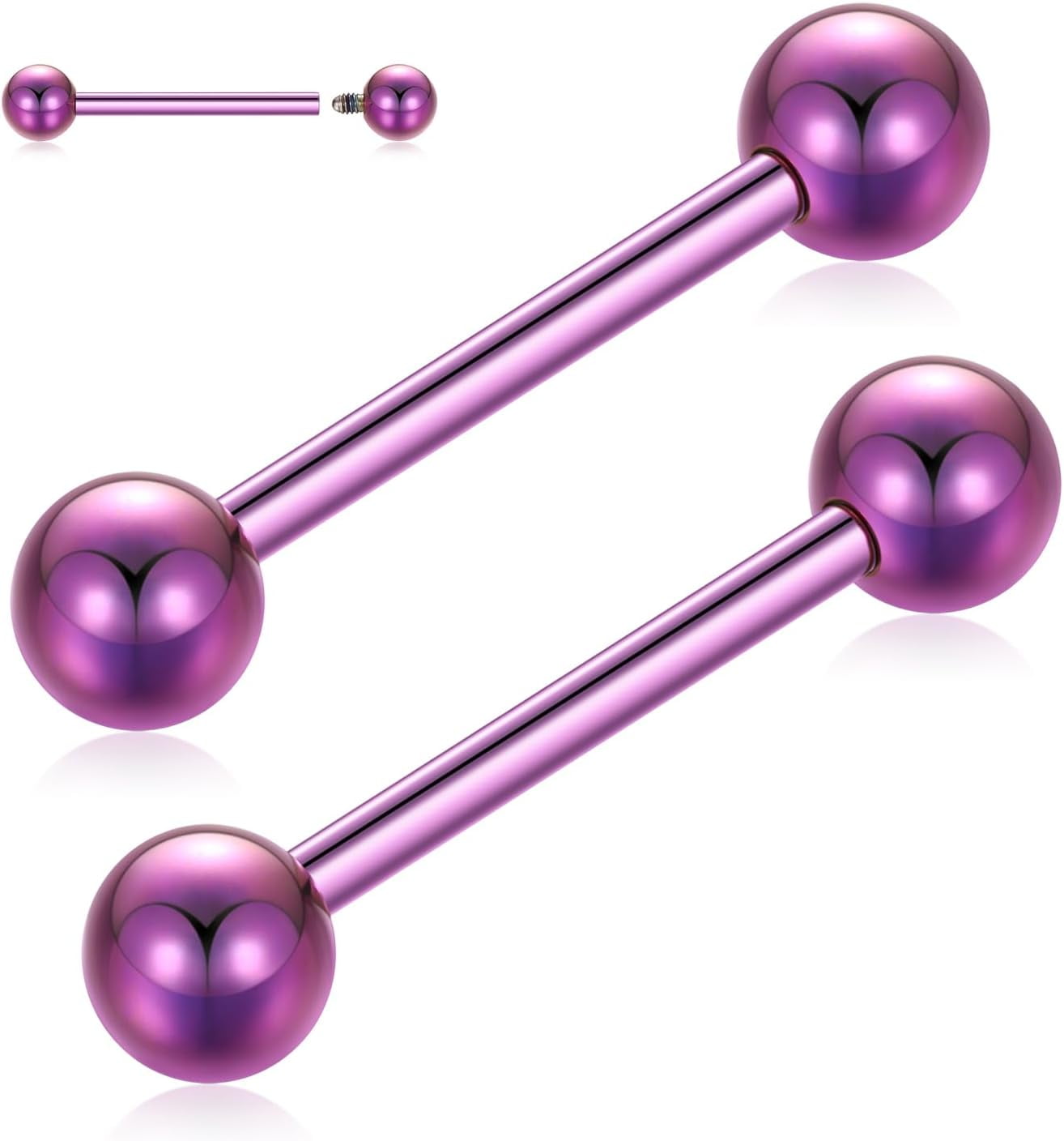 GAGABODY G23 Titanium Tongue Ring - 14G Straight Barbell With White Opal