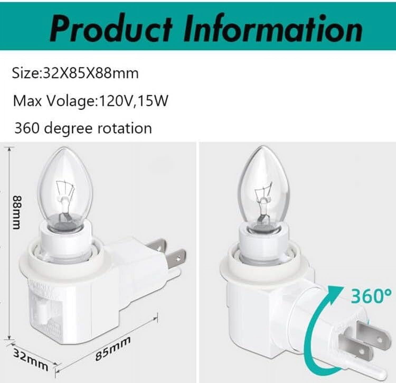 GHRTGR-Plug in Night Light, Adjustable E12 Base Socket Night Light with ...
