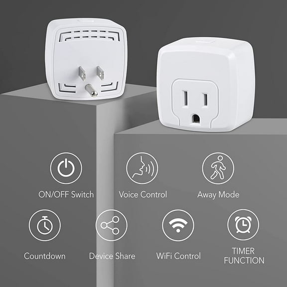 GHRTGR-Smart Plug Mini 15A, WiFi Smart Outlet Works with Alexa, Google Home Assistant, Remote Control with Timer Function, No Hub Required, ETL Certified, 2.4G WiFi Only, 1-Pack