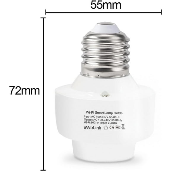 GHRTGR-Smart WiFi Bulb Socket E26 E27 Light Bulb Adapter,Wireless Smart 2.4G Remote Control Lamp Base Holder,eWeLink APP Remote Timer and Group Control,Voice Control with Alexa and Google