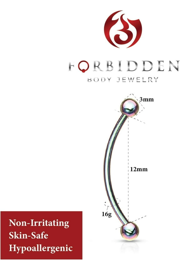 GHRTGR-Snake Eyes Piercing Jewelry Tongue, Conch, Belly Button or Eyebrow Rings for Women & Men, 16g Curved Barbell 3mm Solid Ball Ends Surgical Steel Piercing Silver, Choose Your Size