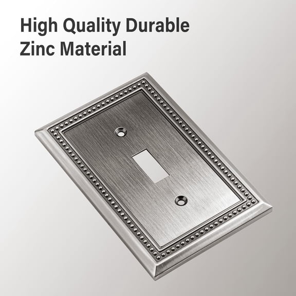 GHRTGR-Sunken Pearls Decorative Wall Plate Switch Plate Outlet Cover (Single Toggle, 2 Pack, Heirloom Silver)