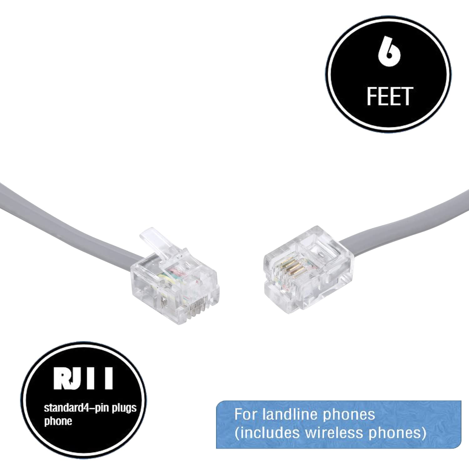 GHRTGR-Telephone landline Extension Cord Cable Cord with Standard RJ-11 ...