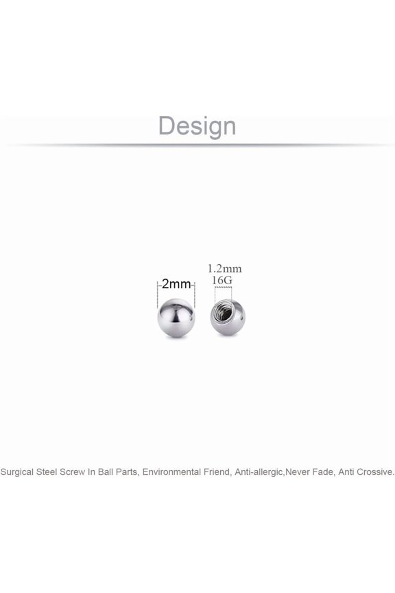 GHRTGR-Threaded 316L Steel Replacement Balls Piercing Parts for Body Jewelry 14G 16G Barbell