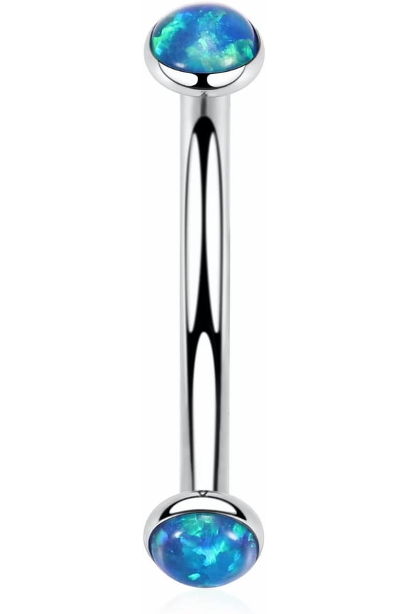 GHRTGR-Titanium Eyebrow Jewelry - Curved Barbell & Labret Stud, 16g - Belly Button Ring & Cartilage Earring - Opal Bridge Jewelry