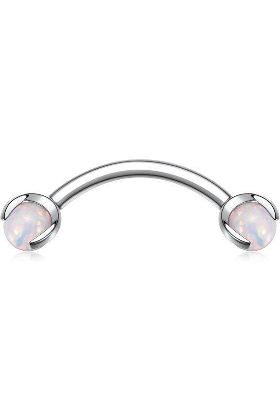 GHRTGR-Titanium Eyebrow Jewelry - Curved Barbell & Labret Stud, 16g - Belly Button Ring & Cartilage Earring - Opal Bridge Jewelry