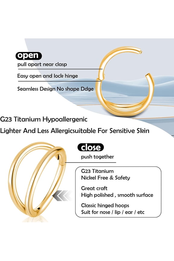 GHRTGR-Titanium Septum Rings, Nose Rings Hoops for Women, Segment Nose Rings 16G 8mm/10mm Hypoallergenic Cartilage Conch Helix Rook Hoop Earrings