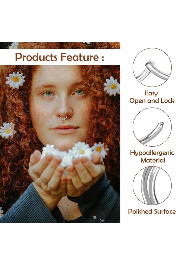 GHRTGR-Titanium Septum Rings, Nose Rings Hoops for Women, Segment Nose Rings 16G 8mm/10mm Hypoallergenic Cartilage Conch Helix Rook Hoop Earrings