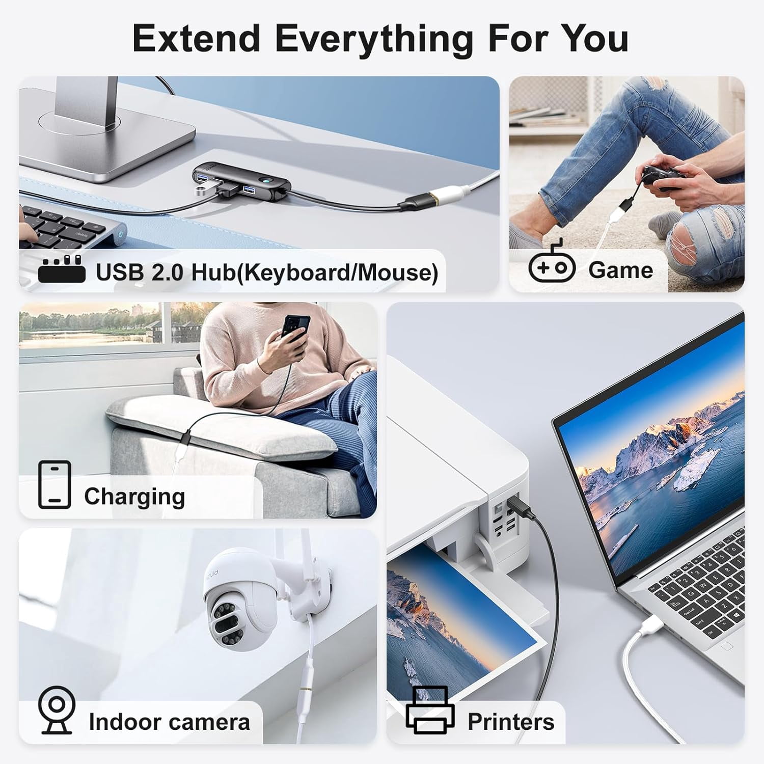 GHRTGR-USB Extension Cable, [5Pack] 10 ft Extra Long Type A Male to ...