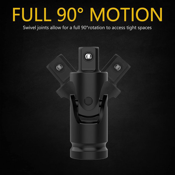 GHRTGR-Universal Joint Set, Joint Adapter Ratchet Socket, Universal Sleeve Manual Tool, 1/4-Inch, 3/8-Inch, 1/2-Inch Drive Set, Chrome Vanadium Steel, 3 Piece