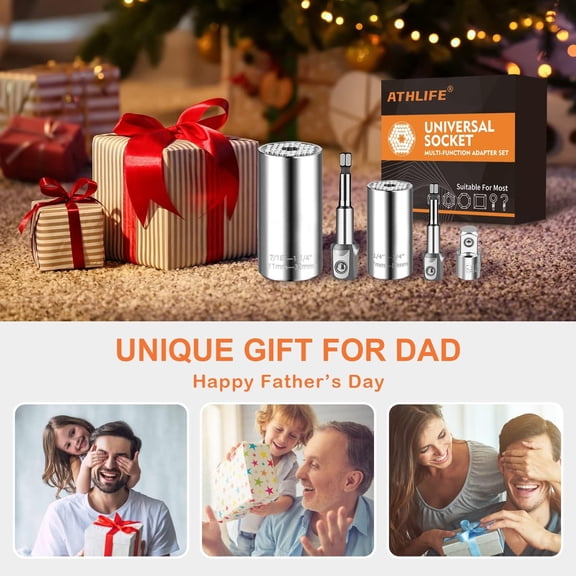 GHRTGR-Universal Socket Set (7-19mm 11-32mm) Super Socket For Unscrew Any Bolt Tools with 3/8" to 1/2" Adaptor Power Drill Adapter Socket Multi-function Socket Set Gifts for Dad, Husband and Men 5PCS