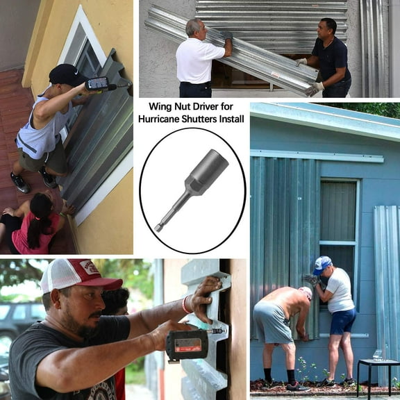 GHRTGR-Upgraded Large Slotted Hurricane Wingnut Driver - Wing Nut Drill Bit Socket Tool, 1/4" Hex Shank for Panel Wing Nuts, Screws Eye C Hook & Q-Hanger, Steel (2 Pack Large Wingnut Driver)