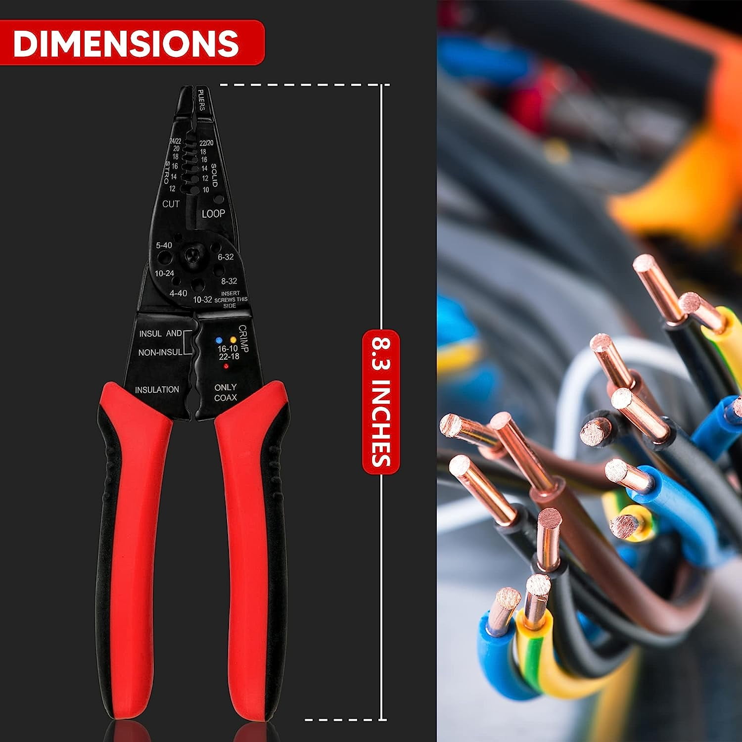 GHRTGR-Wire Stripper Cutter Wire Stripping Tool - 8 Inch, Multi ...