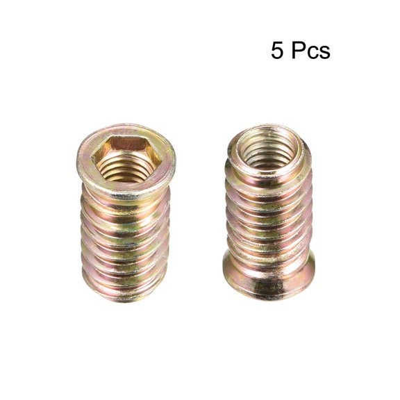 GHRTGR-Wood Furniture M10x30mm Threaded Insert Nuts Interface Hex Socket Drive 5pcs