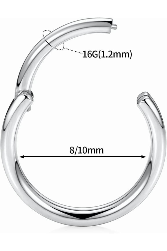 GHRTGR-YROGCU Nose Ring Lip Septum Earring-Clicker: Double/Triple Ring Open Stacked Ring 14G/16G/18G/20G 6mm/8mm/10mm/12mm 316L Surgical Steel Sleeper Earring Helix Rook Conch Cartilage Daith Tragus