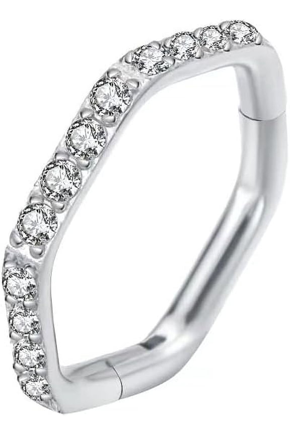 GHRTGR-YROGCU Nose Ring Lip Septum Earring-Clicker: Double/Triple Ring Open Stacked Ring 14G/16G/18G/20G 6mm/8mm/10mm/12mm 316L Surgical Steel Sleeper Earring Helix Rook Conch Cartilage Daith Tragus