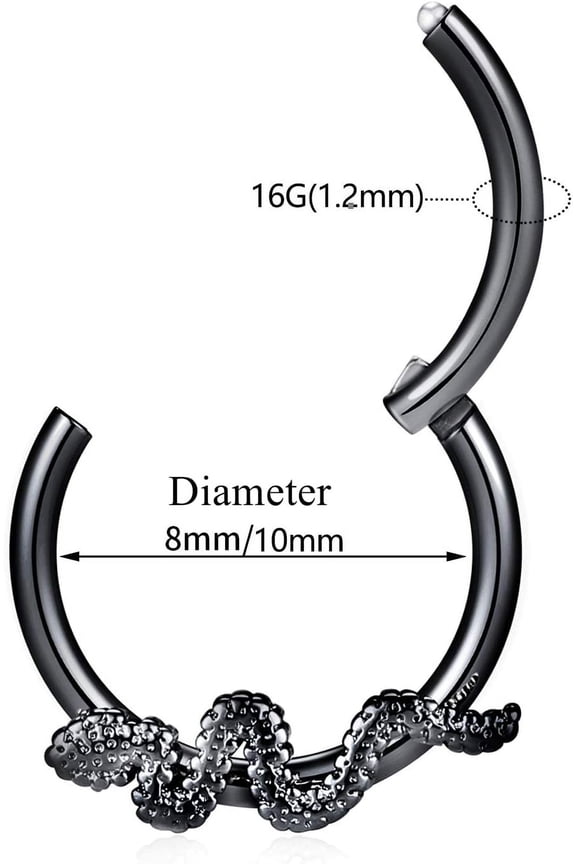 GHRTGR-YROGCU Nose Ring Lip Septum Earring-Clicker: Double/Triple Ring Open Stacked Ring 14G/16G/18G/20G 6mm/8mm/10mm/12mm 316L Surgical Steel Sleeper Earring Helix Rook Conch Cartilage Daith Tragus