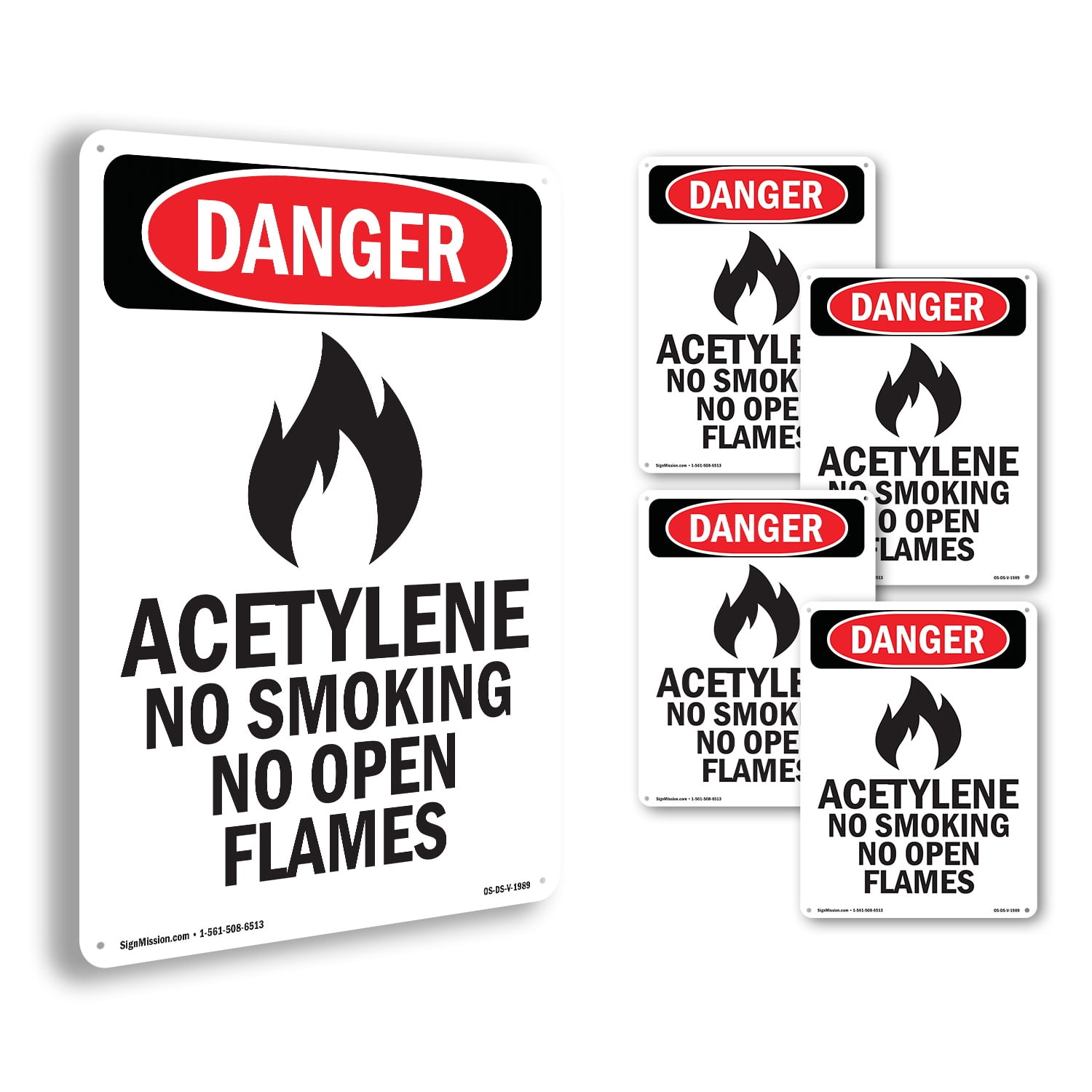 GHS Acetylene No Smoking OSHA Danger Aluminum Sign 18 Inch x 12 Inch ...