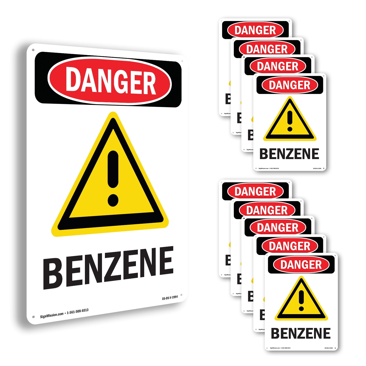 GHS Benzene OSHA Danger Aluminum Sign 18 Inch x 12 Inch - 10 Pack ...