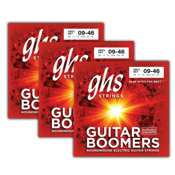 GHS GBCL Boomers Electric Guitar String Set - Custom Light 9-46, 3 Sets of GBCL
