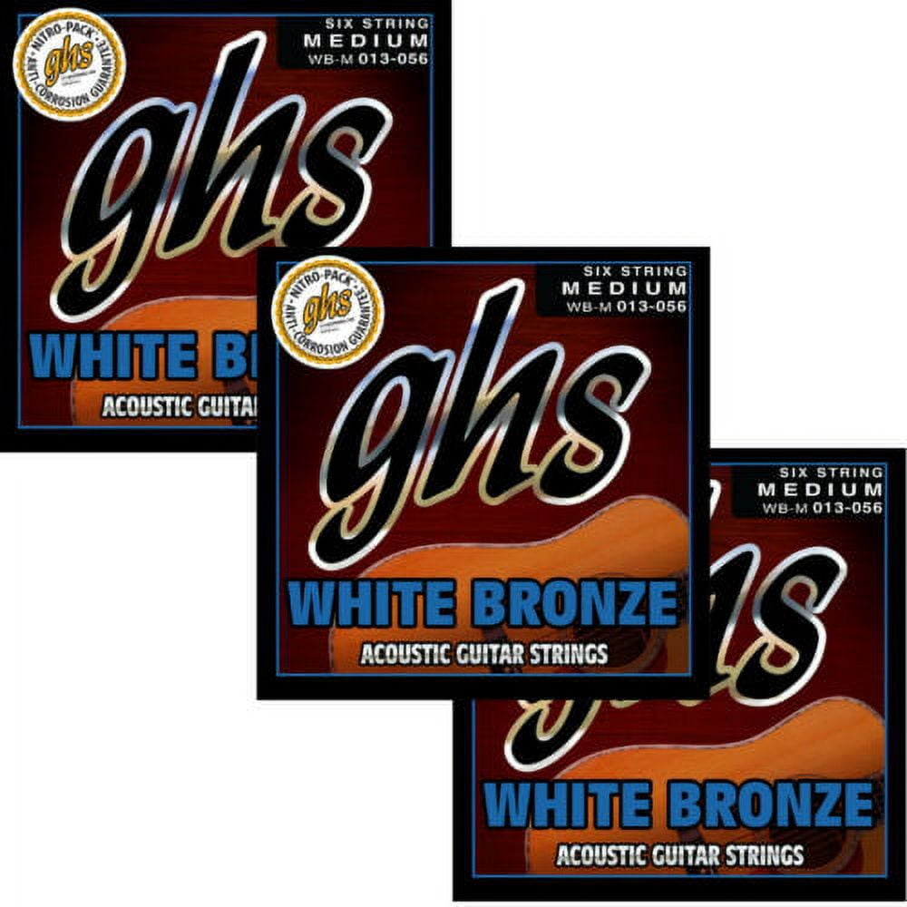 GHS Guitar Strings 3-Packs!  Acoustic White Bronze Medium 13-56