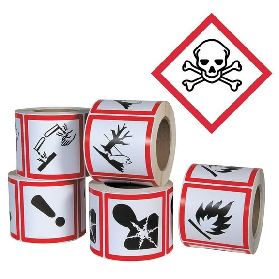 GHS/HazCom 2012: Pictogram Label, Skull and Crossbones, 4" x 4" (Roll of 500) CA1