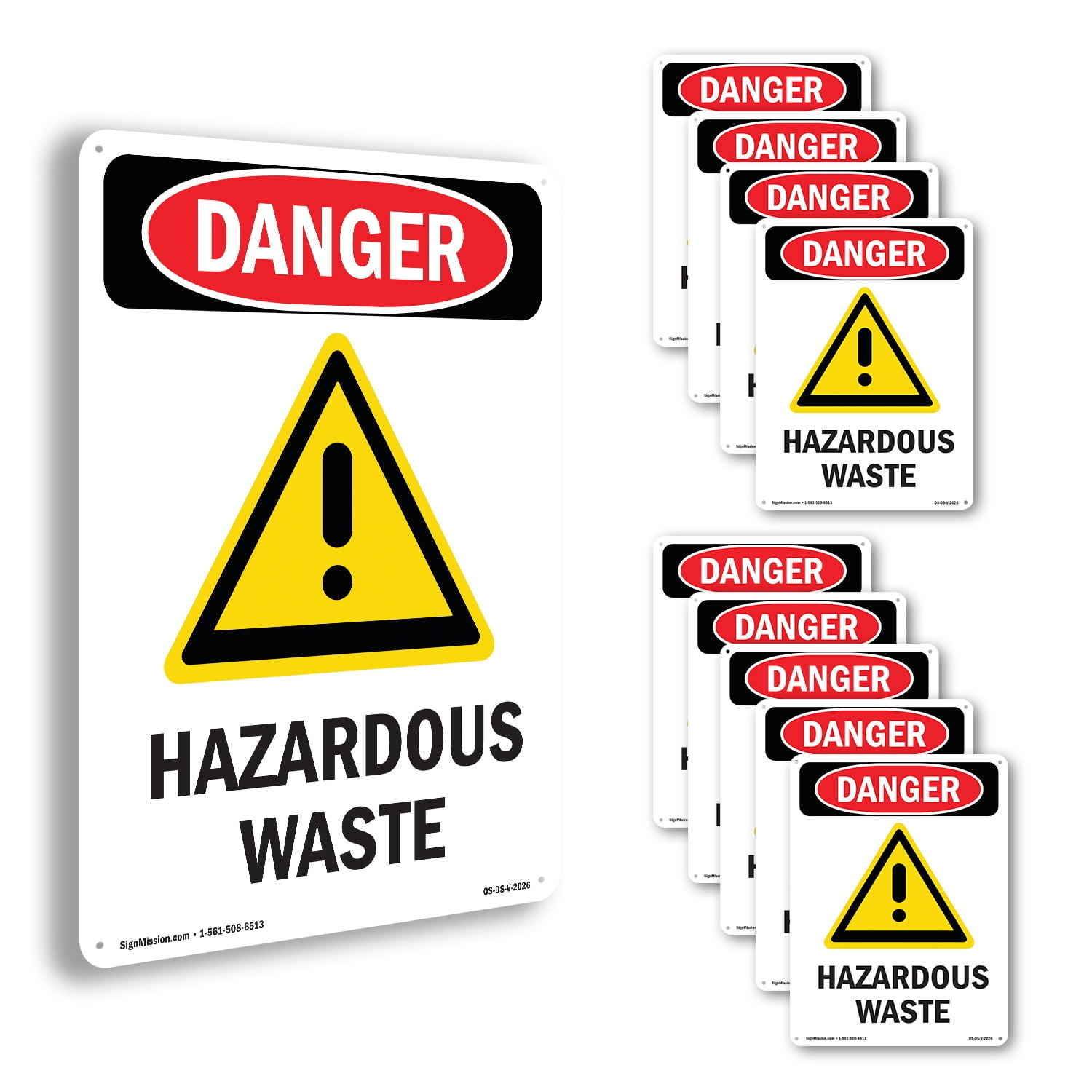 GHS Hazardous Waste OSHA Danger Rigid Plastic Sign 24 Inch x 18 Inch ...
