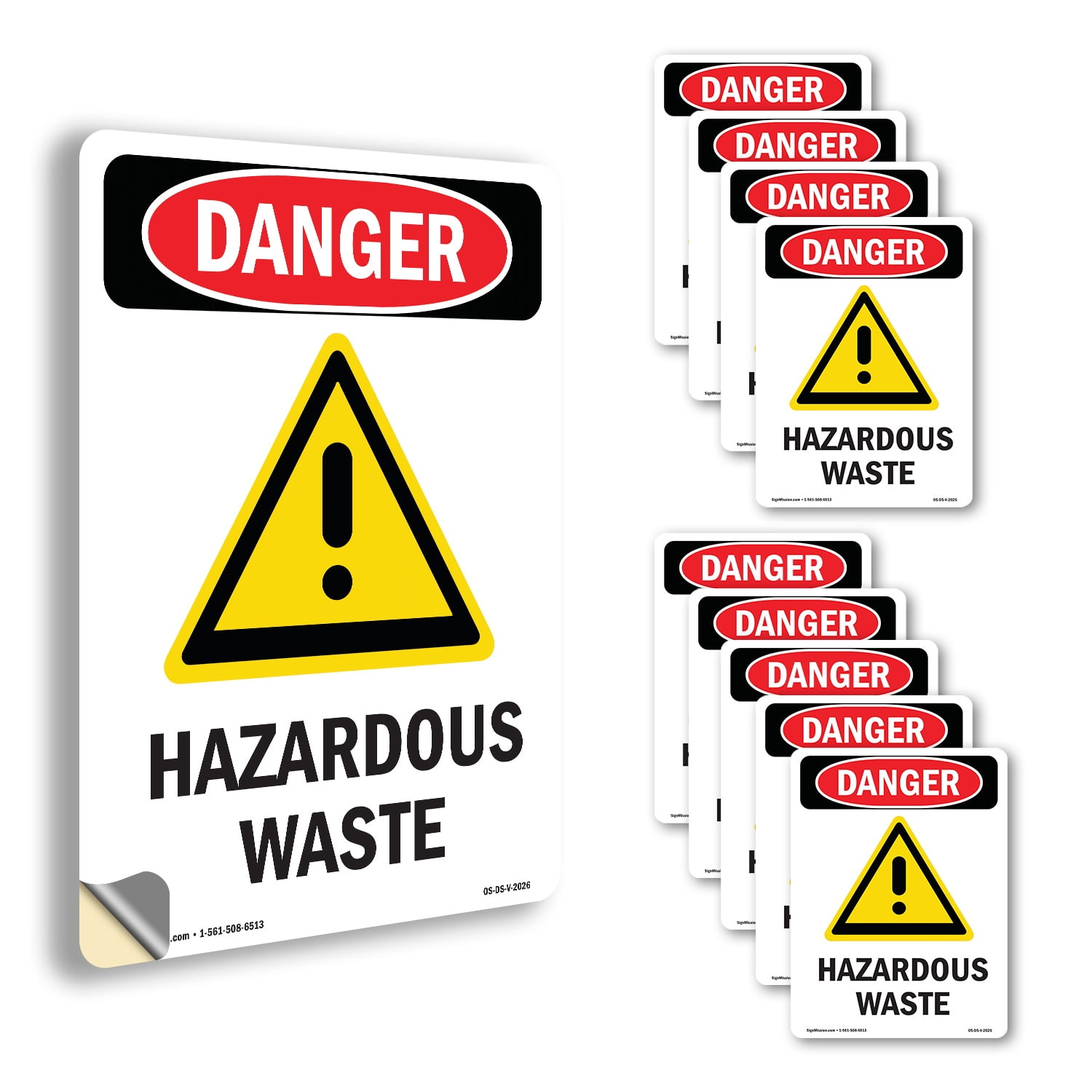 GHS Hazardous Waste OSHA Danger Vinyl Decal Label 10 Inch x 7 Inch - 10 ...