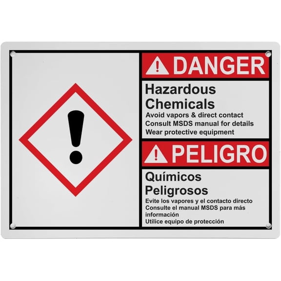 GHS MSDS Right to Know Sign 8"x12" UV Resistant Plastic for Indoor Outdoor Workplace