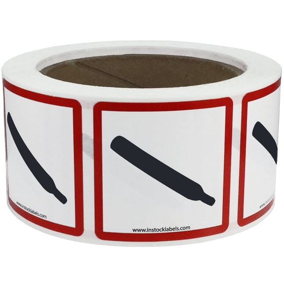 GHS Pictogram Labels Gas Cylinder | 2 x 2" Inch Square | 500 Pack