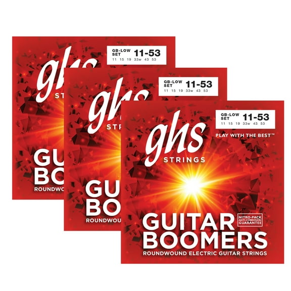 GHS STRINGS - GUITAR BOOMERS - GB-LOW (3 SETS) - 011-053 - LOW TUNED - ELECTRIC GUITAR STRINGS