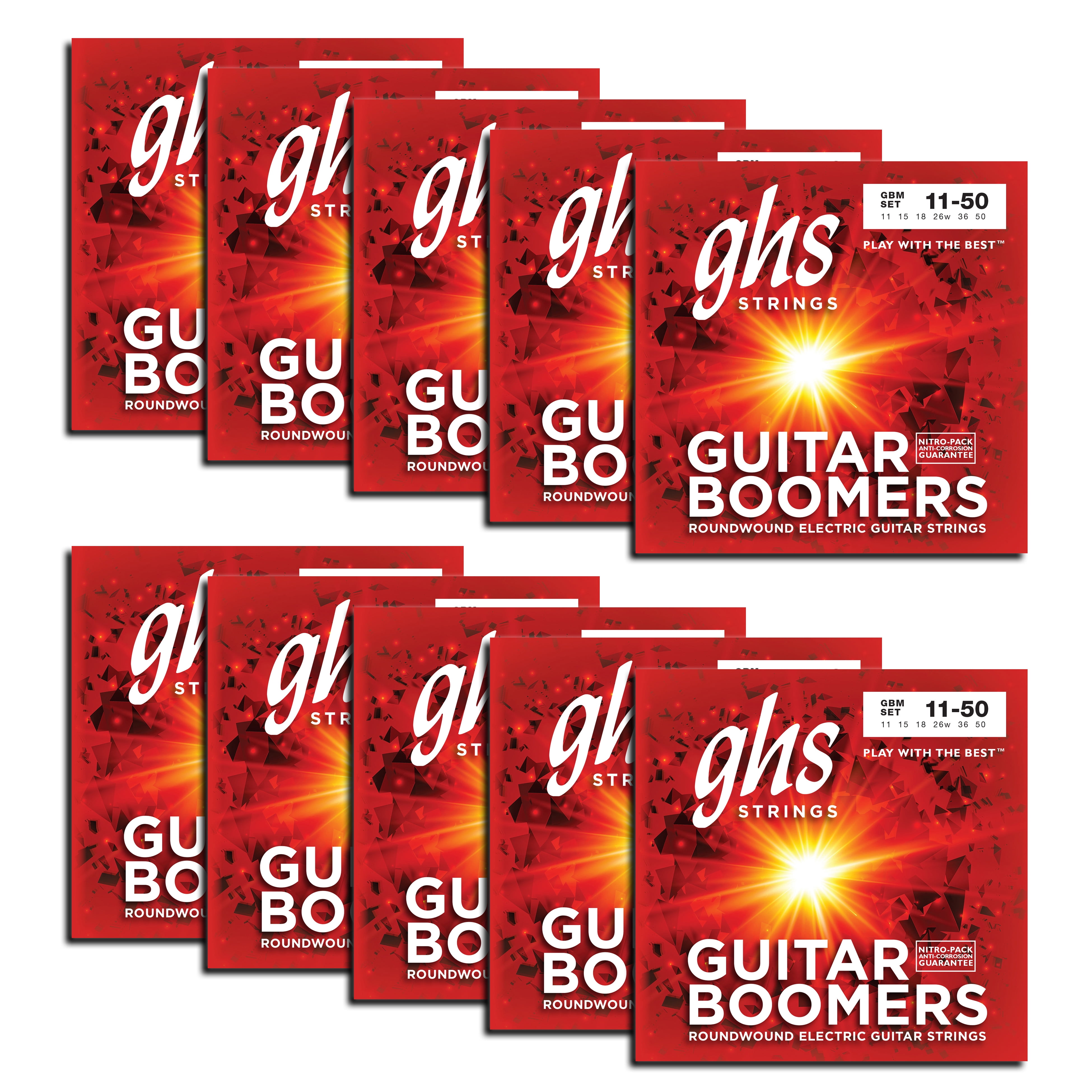 GHS Strings GBM 10 pack Nickel Plated Electric Guitar String, Medium