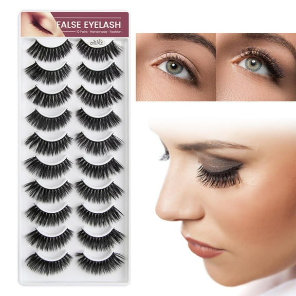 GHSOHS 10 Pairs Eyelashes 3d False Eyelashes Long Soft Natural Curling Thick Manga Lash Clusters Natural Look False Eyelashes Lash Extension