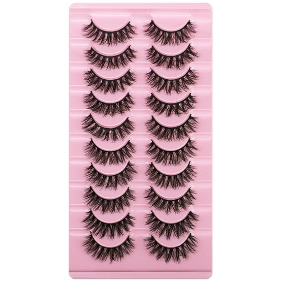 GHSOHS 10 Pairs Eyelashes Stereoscopic Thick Curling False Eyelashes 3D Effect Wispy Lash Clusters Natural Soft Long Lash Extension Clusters Makeup