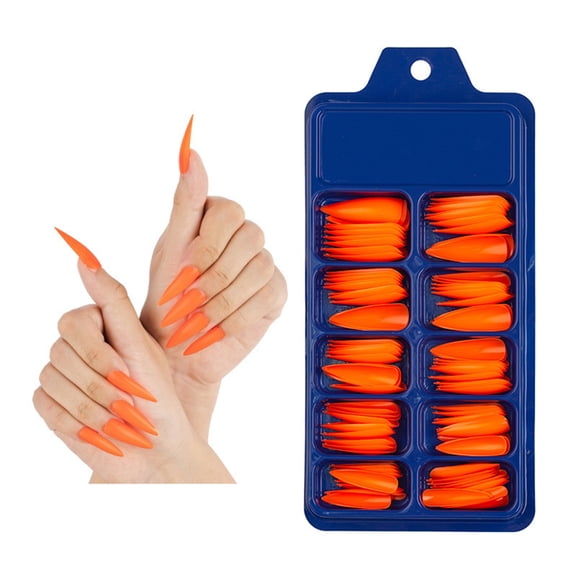 GHSOHS 100 Count Nails Colored Long Stiletto Press On Nails Full Cover False Nails Artificial Fingernails Acrylic Nail Design Salon Manicure Extension