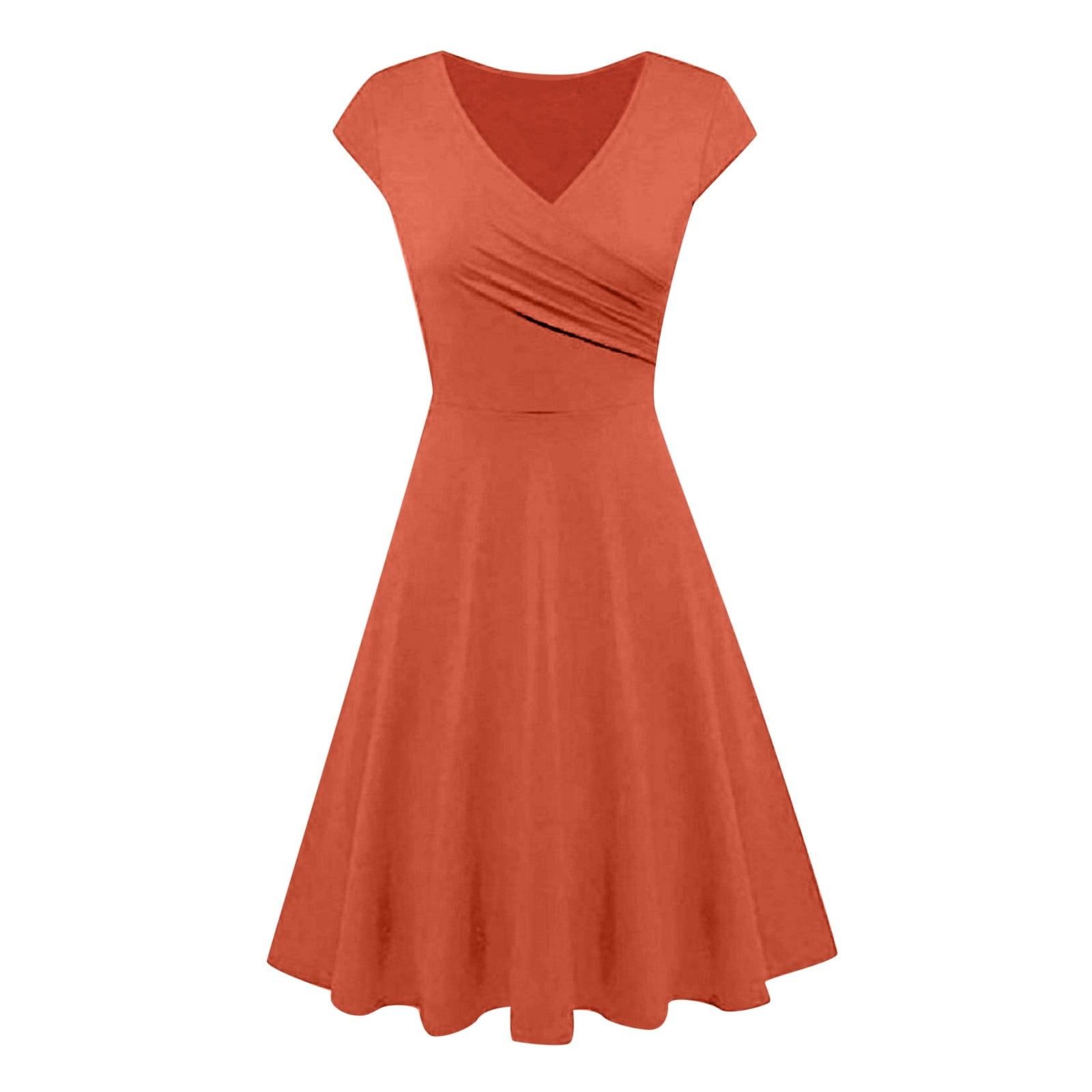 GHSOHS Black Dresses for Women Cocktail Vestidos Summer Dresses for Women Summer Sleeveless Midi Dresses 2024 V Neck A Line Pleated Swing Casual Tank Dress Wedding Guest Dresses Orange Dress