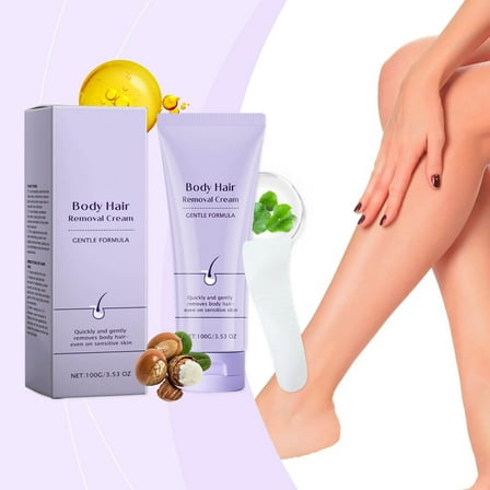 GHSOHS Body Hair Removal Cream with Spatula Applicator Gentle Formula for Sensitive Skin Quick Body Hair Remover Without Irritation Smooth Skin Hair Removal
