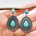thumbnail image 1 of GHSOHS Bohemian Water Drop Turquoise Gemstone Dangle Earrings for Women Vintage Metal Ear Hook Exaggerated Large Earrings Jewelry Gift, 1 of 4