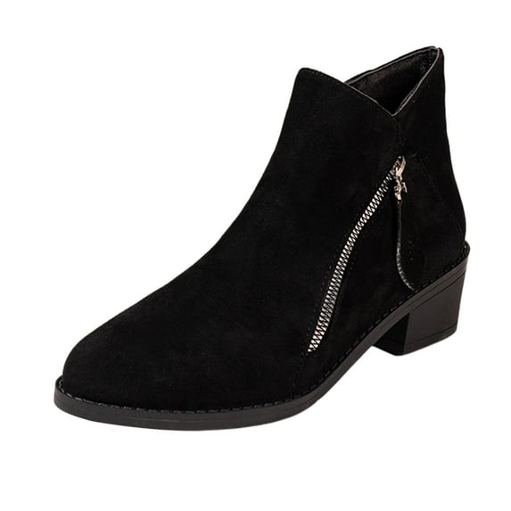 GHSOHS Boots for Women Slip on Western Boots Ankle Booties Shoes Womens Shoes Casual Ladies Fashion Retro Leopard Pattern Suede Pointed Zipper Thick Heel Ankle Boots Western Cowgirl Boots,Size 40