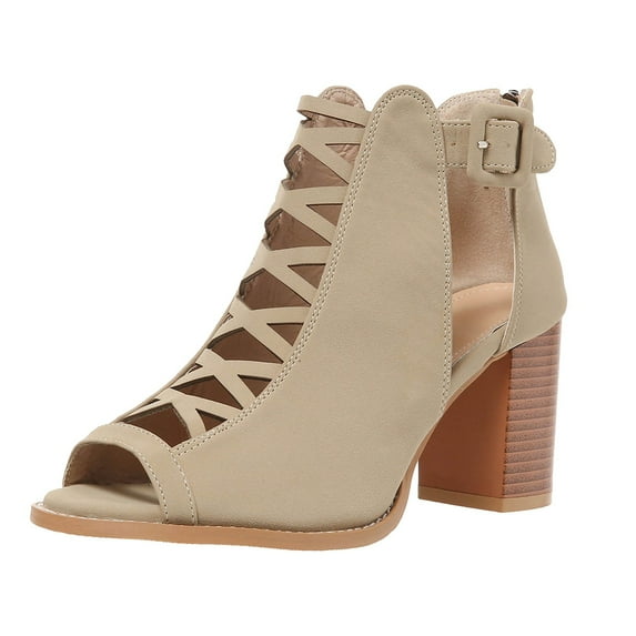 GHSOHS Boots for Women Zipper Snow Boots Ankle Booties Shoes Work Boots Open Toe Booties With Block Heel and Side Comfortable and Stylish Cut Out Design Heel Sandals Western Cowgirl Boots,Size 35