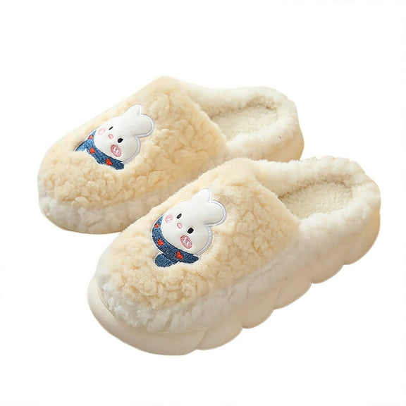 GHSOHS Bunny Slippers for Women Men Couples Indoor and Outdoor Fuzzy Slipper Close Toe Warm House Shoes Cotton Slides Yellow Size 37