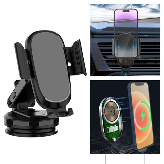 GHSOHS Car Phone Holder Universal Car Mount Wireless Charging Phone Car Holder 15W Car Charging Mount with QC 3.0 Car Charger