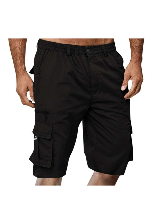 Cargo Shorts for Men Summer Zipper Fly Casual Shorts Cropped Pants Lightweight Work Long Shorts Big and Tall Cargo Shorts with Multi Pockets,Black 3XL