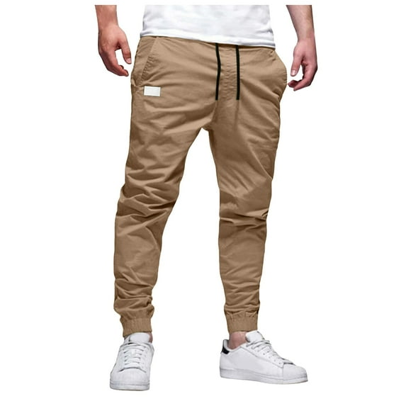 GHSOHS Casual Joggers Pants for Men Fleece Lined Sweatpants Workout Drawstring Cargo Pants Hiking Outdoor Jogging Trousers with Pocket