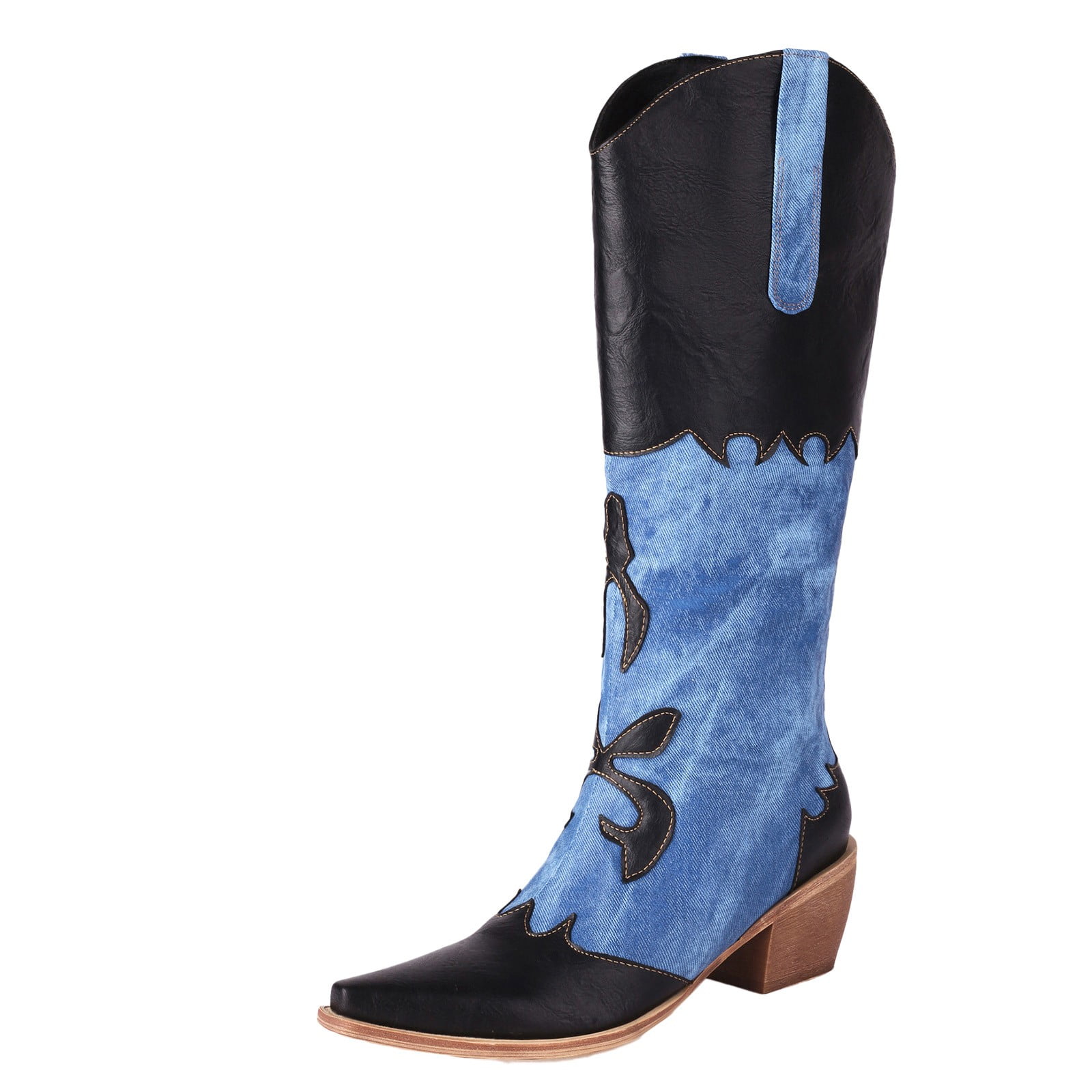 Women's Over The Knee Suede Boots - Pleated, 7cm Block Heel, Zip Closure, Wide Calf Friendly