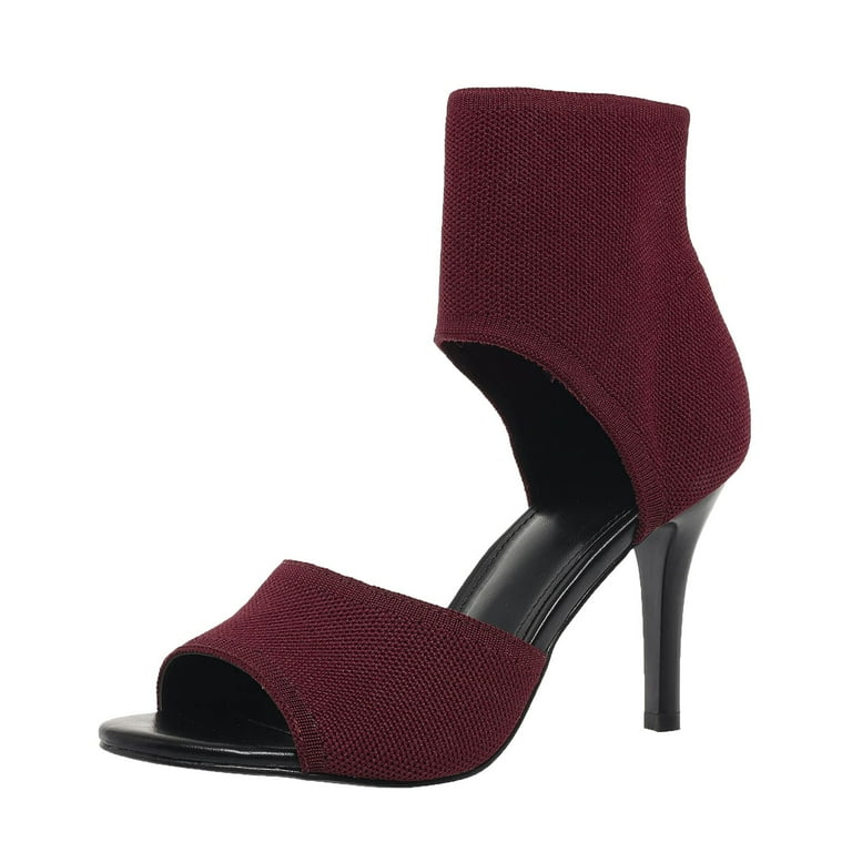 GHSOHS Cowboy Boots for Women Western Boots Ankle Boots Shoes Wide Calf Cowboy Boots Sexy Heels Stiletto High Heels Dressy Wide Heels Knit Open Toe